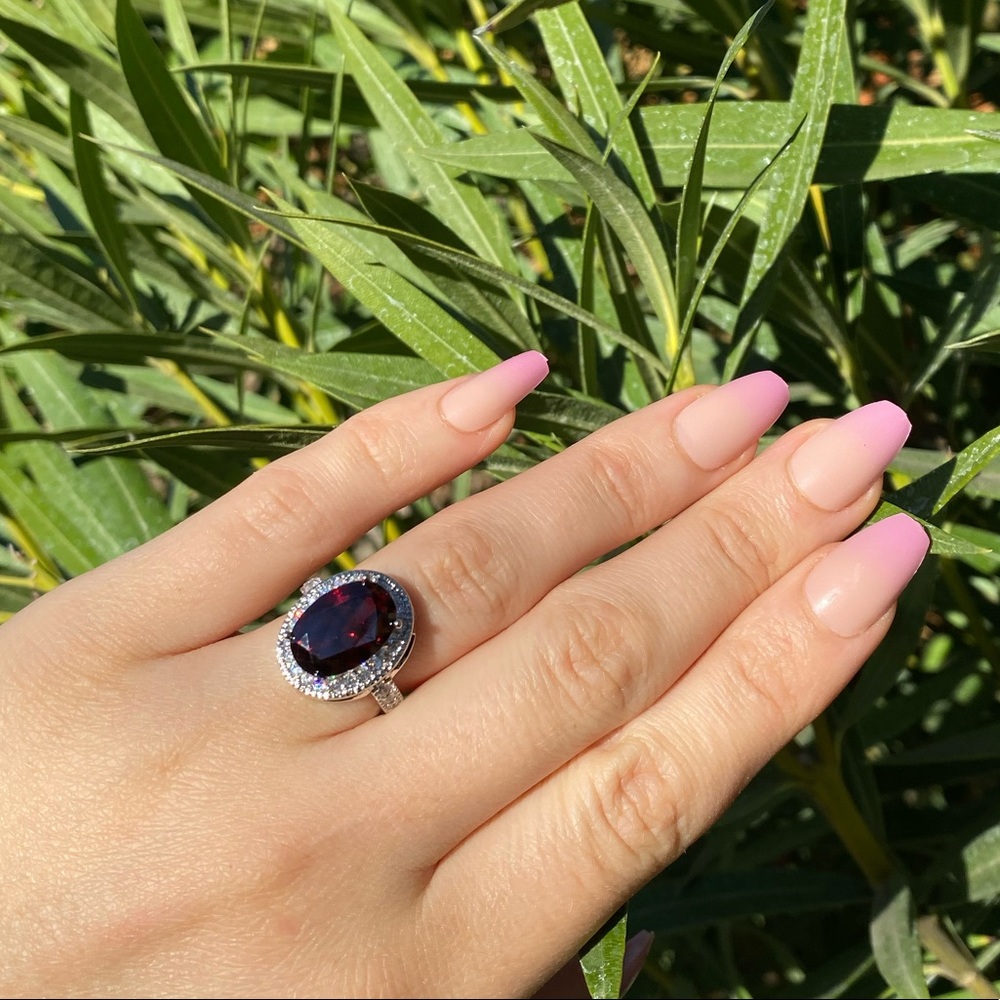 NEW Oval Cut 2.95ct Garnet 925 Silver Ring - Picture 3 of 8